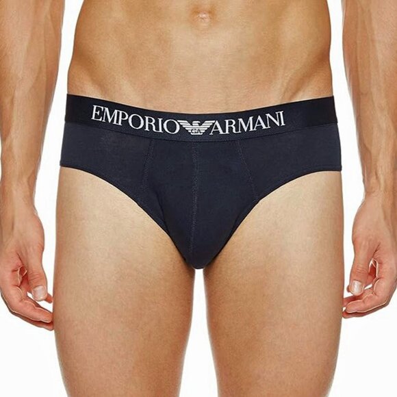 Emporio Armani Men’s Stretch Cotton Briefs Underwear 110814 Dark Blue Size Lg - Picture 1 of 4